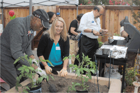 Guests from Genentech-Vacaville took part in "Give Back Week" by helping garden at the NorthBay Adult Day Center.